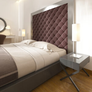 VU Royal Quilted King-Size Bed with Burgundy Velvet Headboard